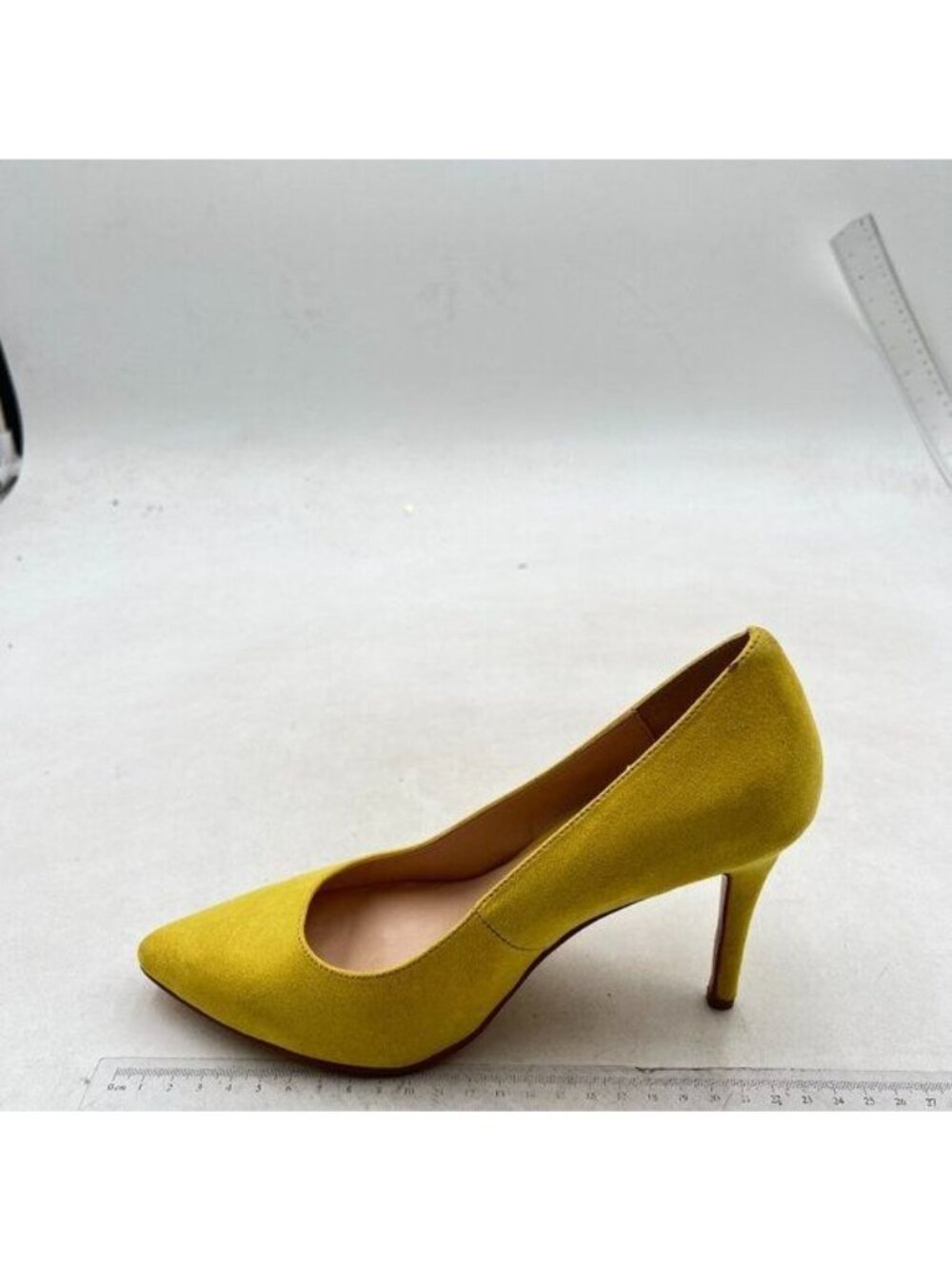 Women's Closed Toe High Heels Dress Pointed Toe Wedding Pump Shoes Yellow Shoes